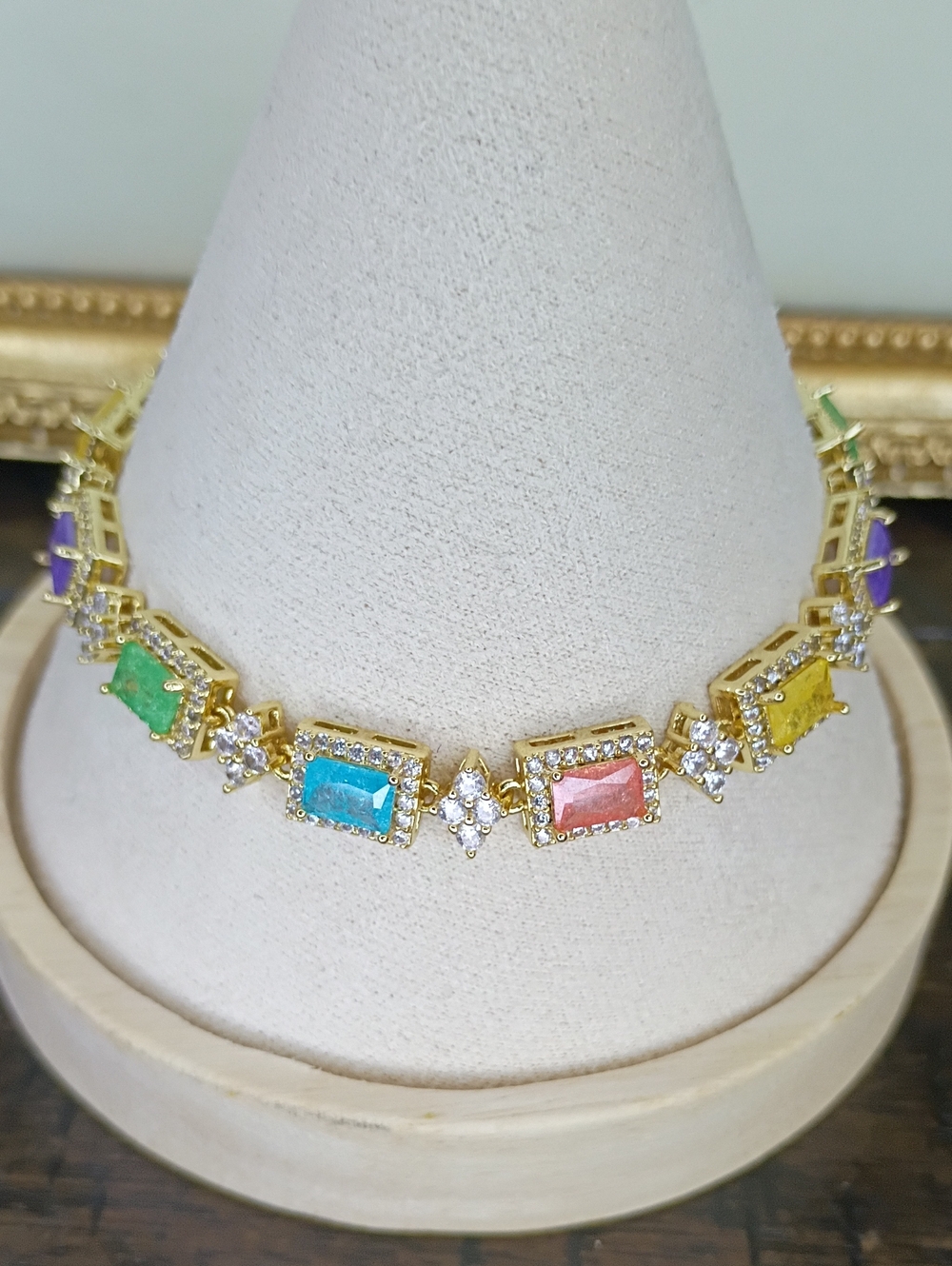 New Gold Multicolor Gemstone Tennis Bracelet - Women Jewelry 🚨 - Picture 2 of 5